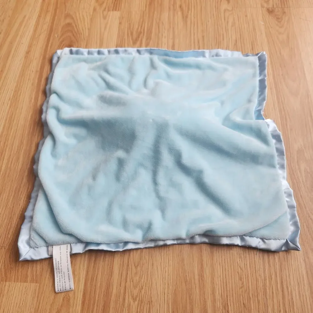 Stephan Baby‎ Plush Bear Security Lovey Blanket Blue Satin Trim Minky Sherpa